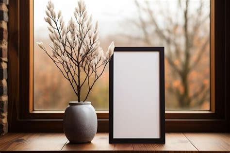 Premium Photo | Minimalist Mockup Frame with empty White Space on the table at the window Ideal ...