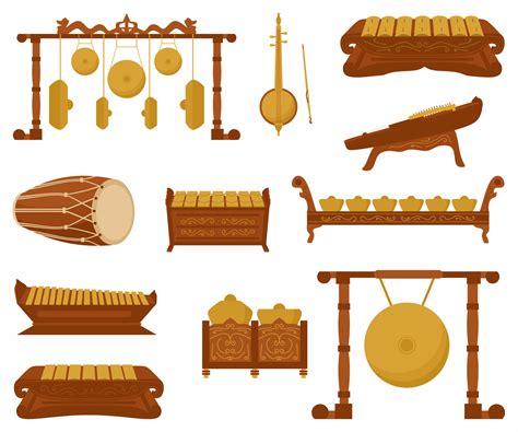 Vector set of traditional percussion musical instruments in the flat style. Various classical ...