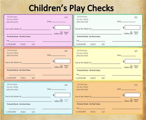 Printable Children's Play Checksprintable Pretend Play Checkstoy ...