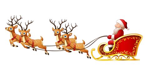 Santa Claus rides reindeer sleigh on Christmas 12189479 Vector Art at Vecteezy