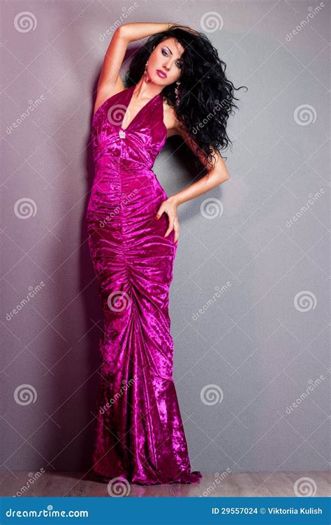 Woman in violet dress stock photo. Image of happy, elegance - 29557024