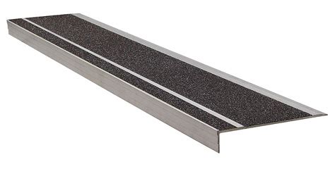 WOOSTER PRODUCTS Black, Extruded Aluminum Stair Tread Cover, Installation Method: Fasteners, 60 ...