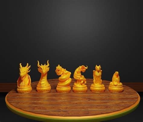 Dragon Chess Set Dragon Character Chess Pieces 3D model 3D printable ...