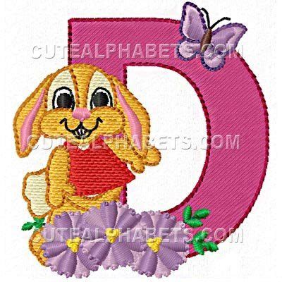 Letter D - Cute Alphabets - Embroidery Fonts | Cute alphabet, Embroidery fonts, Janome embroidery