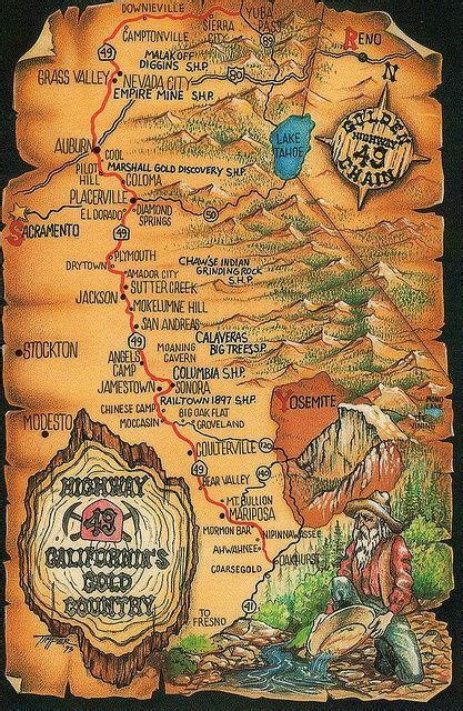 CA Gold country map | California gold, Map, California gold rush