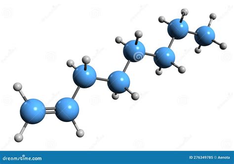 3D Image of 1-Octene Skeletal Formula Stock Illustration - Illustration ...