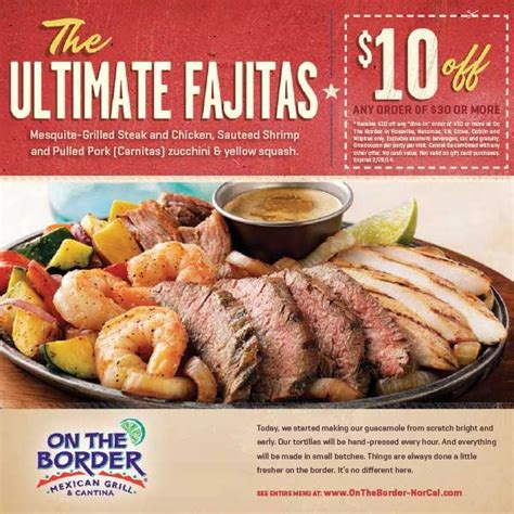 On The Border: $10 off $30 Printable Coupon