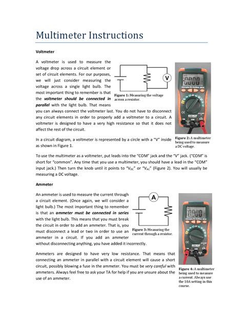 Multimeter Instructions | Study notes Physics | Docsity