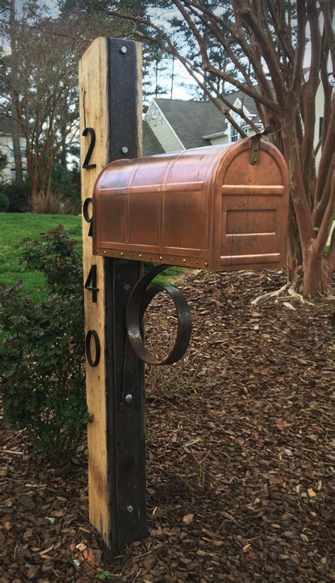 Custom, rustic oak, Corten steel and copper mailbox | Mailbox landscaping, Rustic mailboxes ...