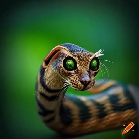 Realistic artwork of a cat-snake hybrid creature on Craiyon