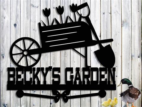 Metal Garden Sign Custom Personalized Wheelbarrow