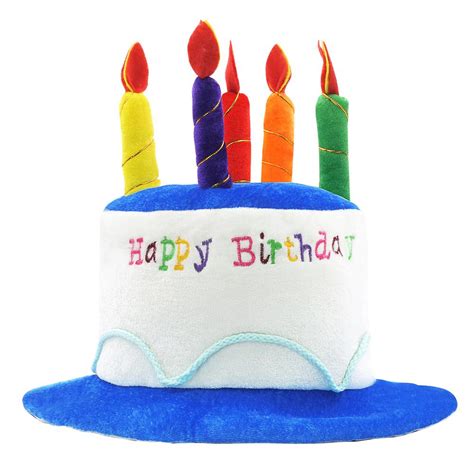 Novelty Place Blue Plush Happy Birthday Cake Hat - Adult Size Fancy Dress Party Hats - Perfect ...