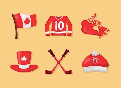 six canadian culture icons 11453791 Vector Art at Vecteezy