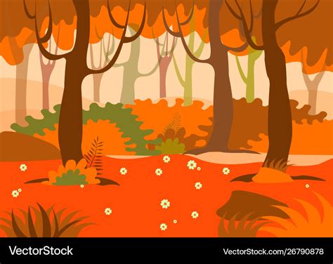 Cartoon background colorful forest in autumn Vector Image