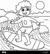 Boy Surfing Summer Coloring Page For Kids Stock Vector Image & Art  Alamy sketch template