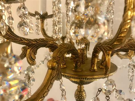 Large Romantic Vintage Spanish Brass and Crystal Chandelier at 1stDibs ...