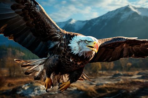 Premium AI Image | eagle flying in the mountains