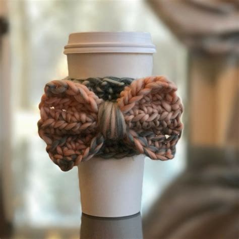 Crochet Bow Coffee Cup Sleeve Pattern