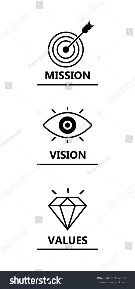 Mission Vision Values Line Art Icon Stock Vector (Royalty Free ...