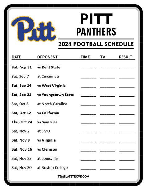 Printable 2024 Pitt Panthers Football Schedule