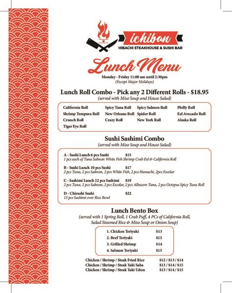 Lunch Menu – ICHIBAN HIBACHI STEAK-HOUSE & SUSHI BAR