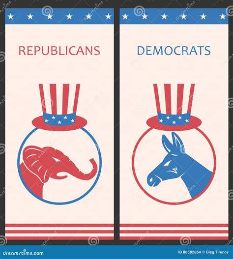 Set Of United States Political Party Symbols Cartoon Vector ...