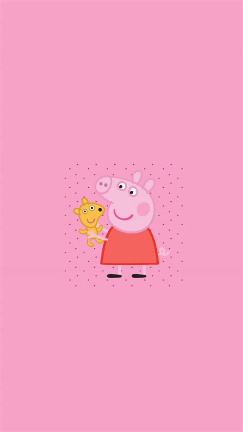 Download Peppa Pig Phone Teddy Bear Wallpaper | Wallpapers.com