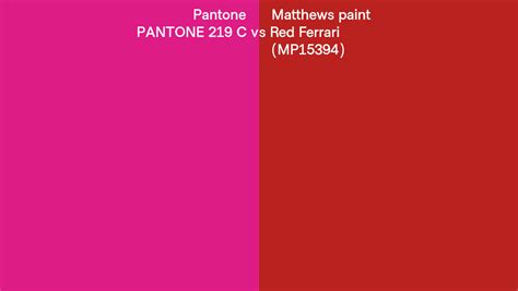 Pantone 219 C vs Matthews paint Red Ferrari (MP15394) side by side comparison