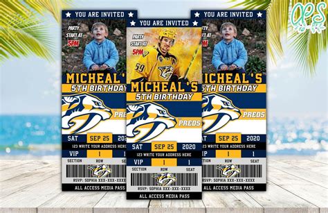 Nashville Predators Ticket Birthday Editable Template Instant Download | CustomPartyShirts