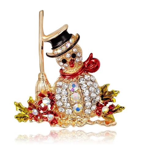 Hot Sale Women and men Christmas brooches Colorful Rhinestone Snowman ...