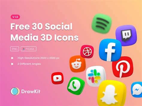 Free 3D Social Media Icons – Free Design Resources