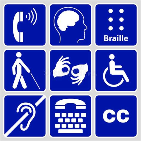 Disability Symbols And Signs Collection Stock Vector - Illustration of ...