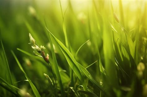 Premium AI Image | Green grass in the sunlight