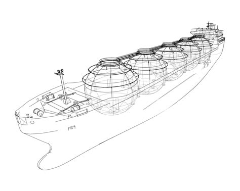 Large Gas Tanker Or Lng Carrier Vector Shipping Wire Frame Natural Vector, Shipping, Wire Frame ...