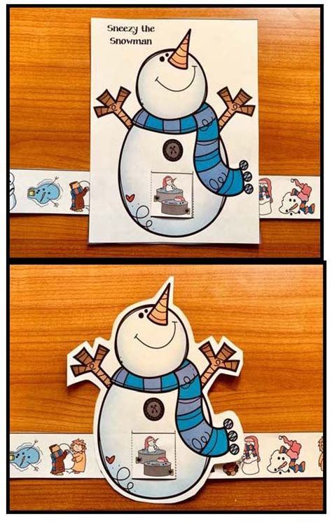 Sneezy the Snowman Winter Snowman Activities Sequencing & Retelling Craft