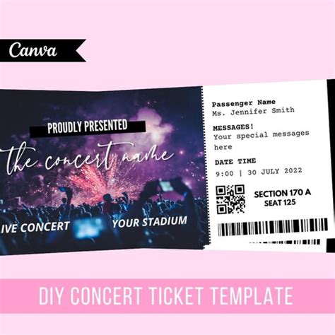 Editable Concert Ticket Template Printable Event Ticket - Etsy