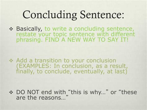 PPT - Concluding Sentences PowerPoint Presentation, free download - ID:2836749