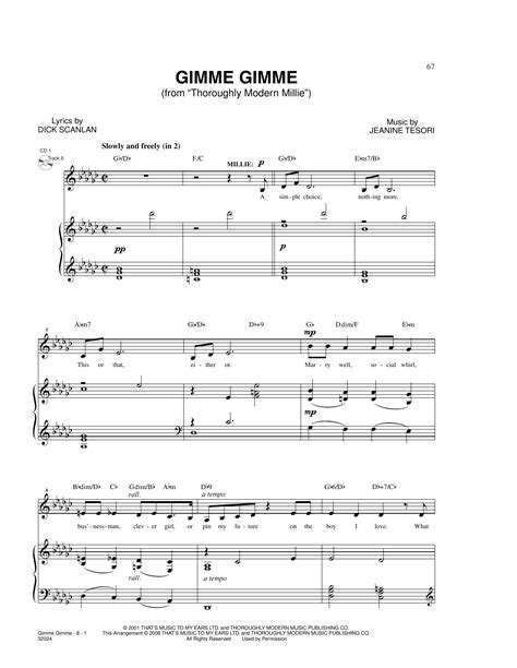 Gimme Gimme (from Thoroughly Modern Millie) by Dick Scanlan Sheet Music ...