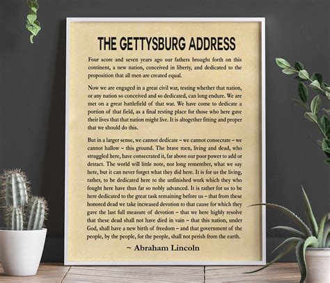 Abraham Lincoln The Gettysburg Address Speech by Abraham Lincoln President Poster Lincoln Quote ...