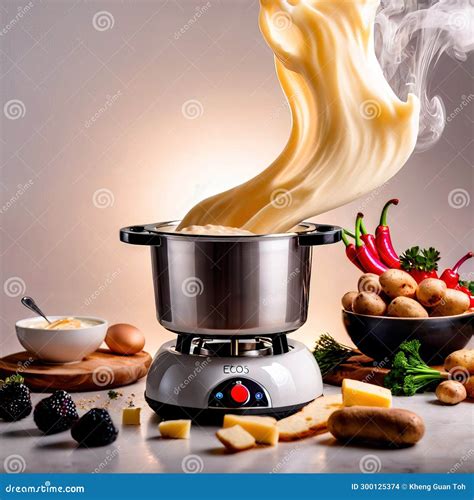 Traditional Swiss Dish Of Melted Cheese Fondue, Dipped With Bread And ...