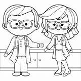 Two Doctors In White Coats Male And Female Medical Professionals At  sketch template