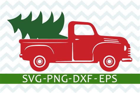 Christmas truck svg, red truck svg, tree, instant download, vector free ...