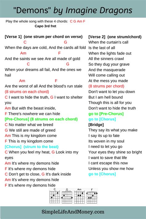 Demons - by Imagine Dragons | Ukulele chords songs, Guitar chords for songs, Guitar chords and ...