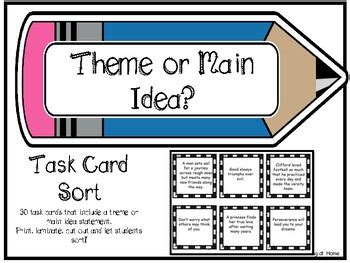 Theme OR Main Idea Task Card Sort by Life on Our Lane | TpT