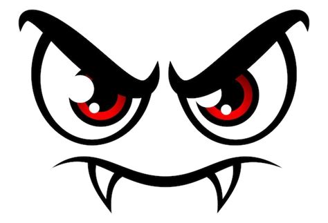 Premium Vector | Vampire face evil cartoon eyes and mouth with teeth halloween vector graphic