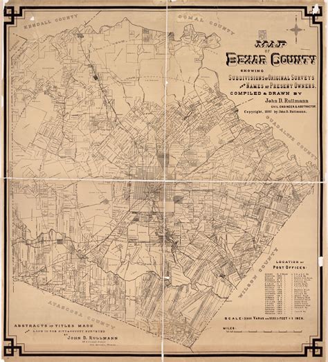 1897 Pullman Map of Bexar County | Historical maps, Bexar county, Map