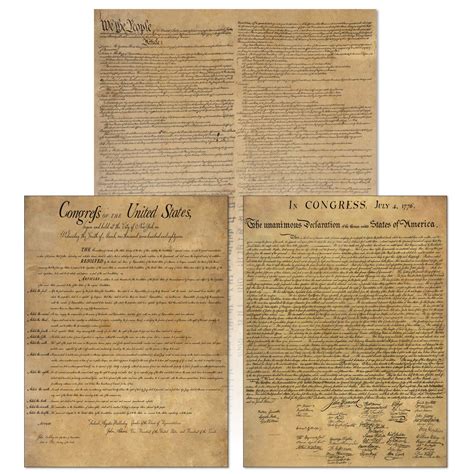 Buy American Founding documents Laminated 3 pack: US Constitution, Declaration of Independence ...