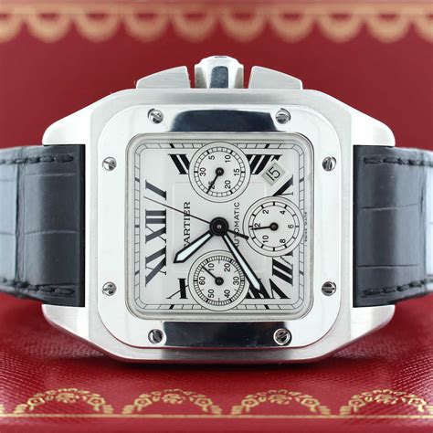 Cartier Santos 100 Chronograph XL Automatic Stainless Steel Mens Watch