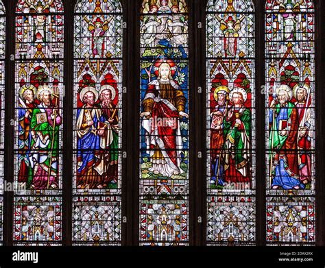 Stained glass window, Ripon Cathedral, Ripon, North Yorkshire, England ...