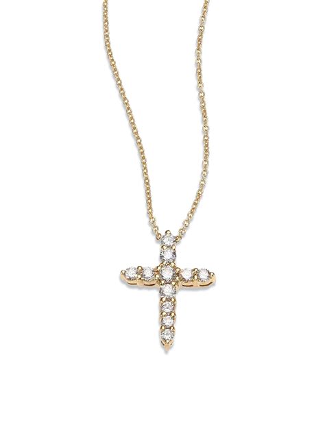 Roberto Coin Tiny Treasures Diamond & 18k Yellow Gold Cross Pendant ...